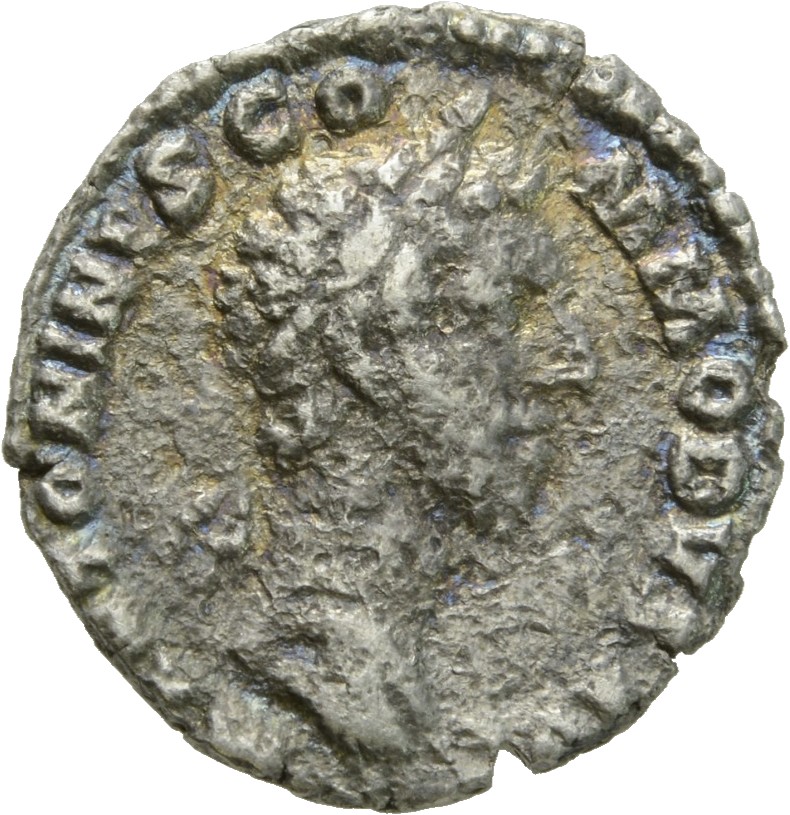 RIC III Commodus 27 Commodus obverse, Head of Commodus, laureate, right