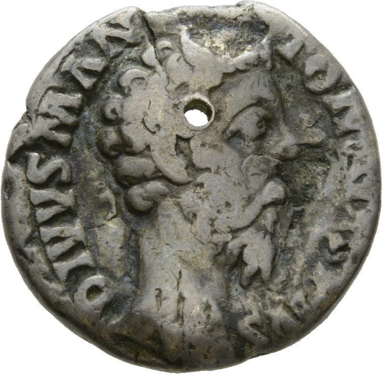 RIC III Commodus 273 Commodus obverse, Head of Divus Marcus Aurelius, bare, right