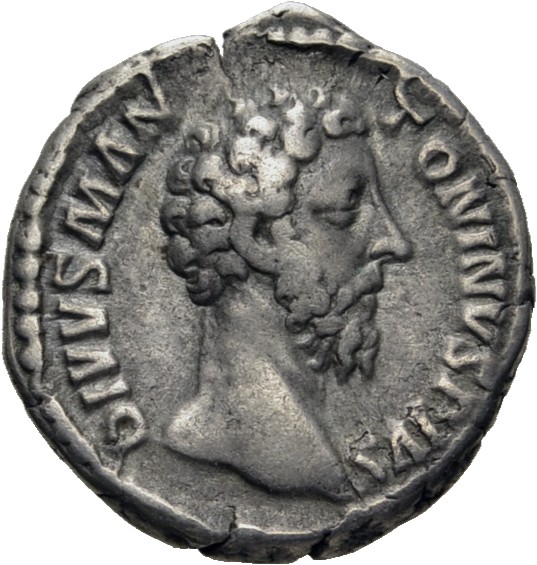 RIC III Commodus 273 Commodus obverse, Head of Divus Marcus Aurelius, bare, right