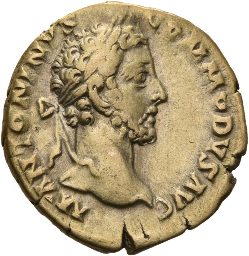 RIC III Commodus 28 Commodus obverse, Head of Commodus, laureate, right