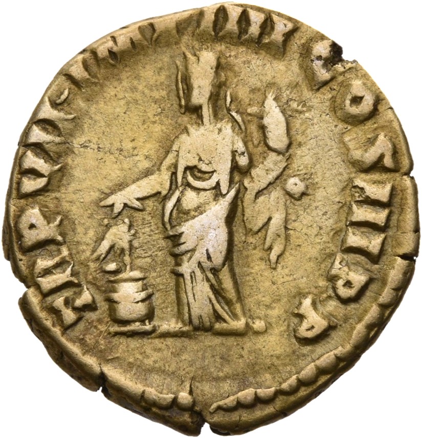 RIC III Commodus 28 Commodus reverse, Annona, draped, standing left, holding corn-ears in right hand and cornucopiae in le...