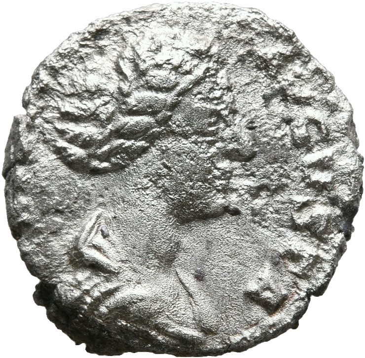 RIC III Commodus 284 Commodus obverse, Bust of Crispina, draped, hair in round coil at back, right