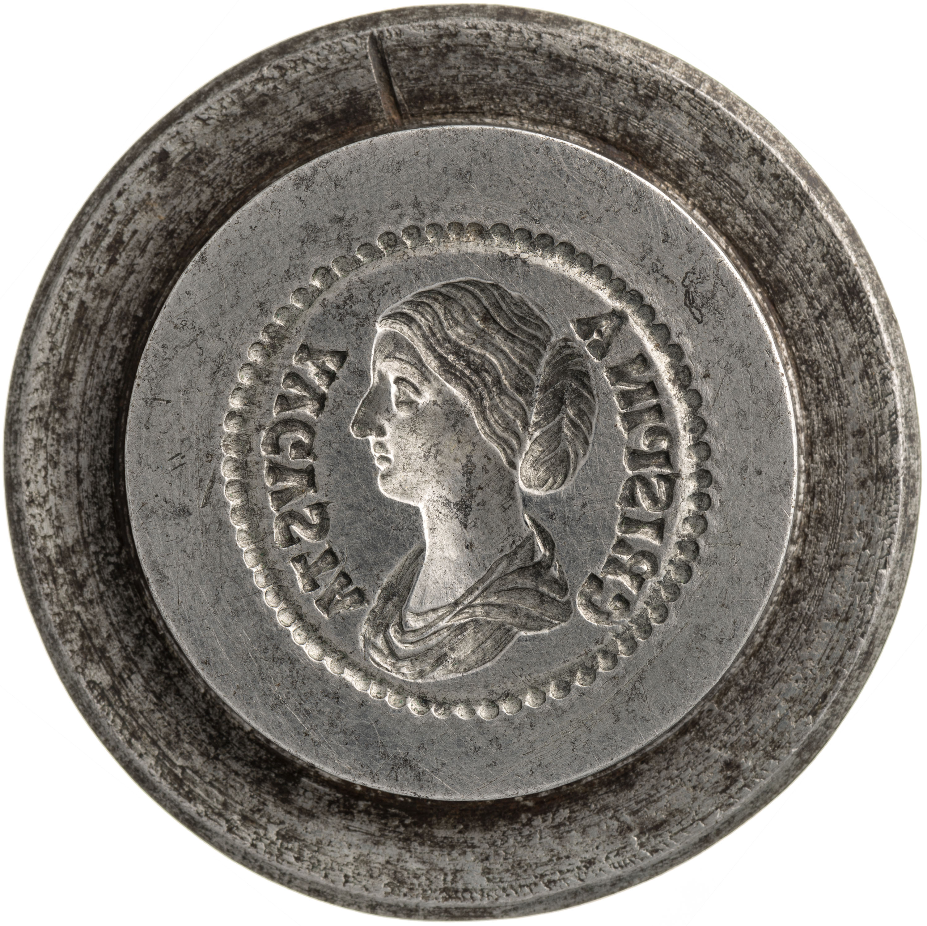 RIC III Commodus 288 Commodus obverse, Bust of Crispina, draped, hair in round coil at back, right