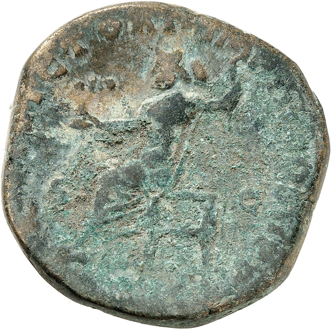 RIC III Commodus 291a Commodus reverse, Jupiter, half draped, seated left, holding Victory in extended right hand and scep...