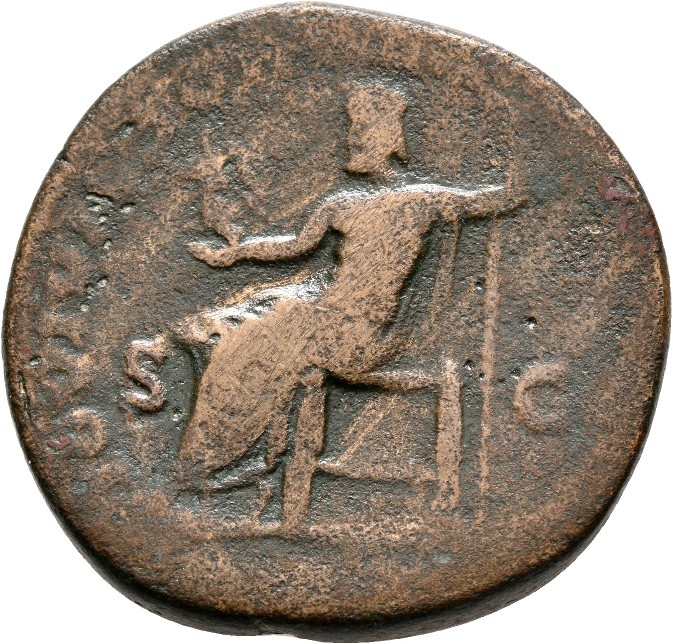 RIC III Commodus 291e Commodus reverse, Jupiter, half draped, seated left, holding Victory in extended right hand and scep...