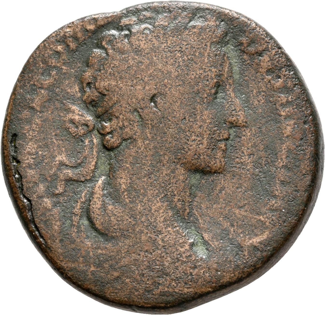 RIC III Commodus 291e Commodus obverse, Bust of Commodus, laureate, draped, cuirassed, right
