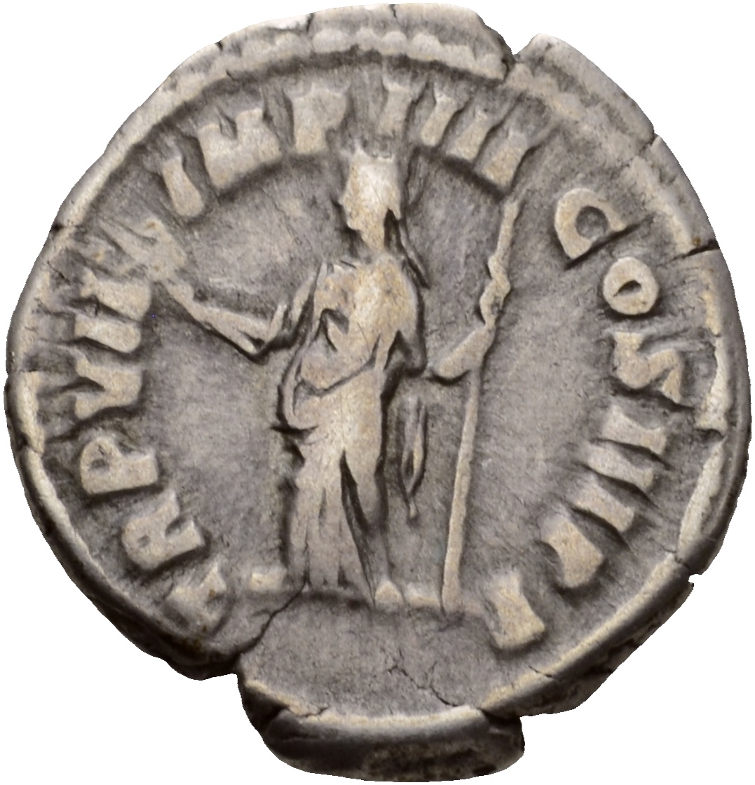 RIC III Commodus 29b Commodus reverse, Felicitas, draped, standing left, holding caduceus in right hand and sceptre in lef...