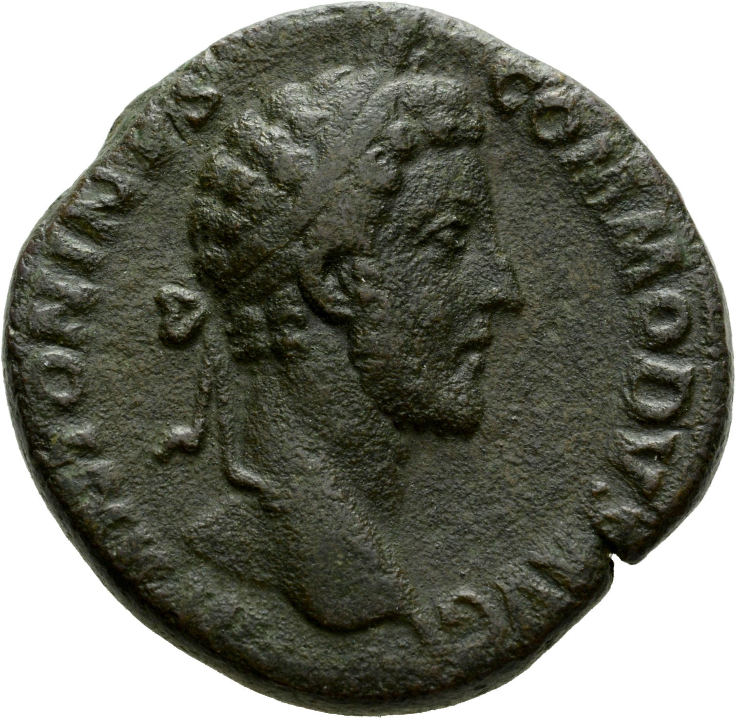 RIC III Commodus 308B Commodus obverse, Head of Commodus, laureate, right