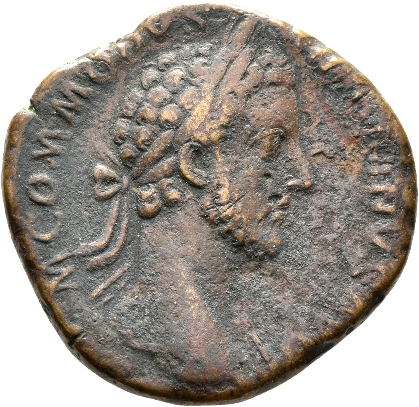 RIC III Commodus 312a Commodus obverse, Head of Commodus, laureate, right