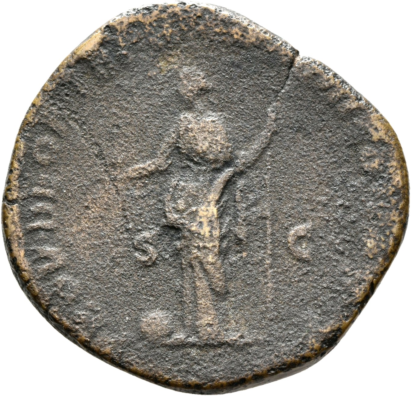RIC III Commodus 312a Commodus reverse, Providentia, draped, standing left, holding wand in right hand over globe on groun...