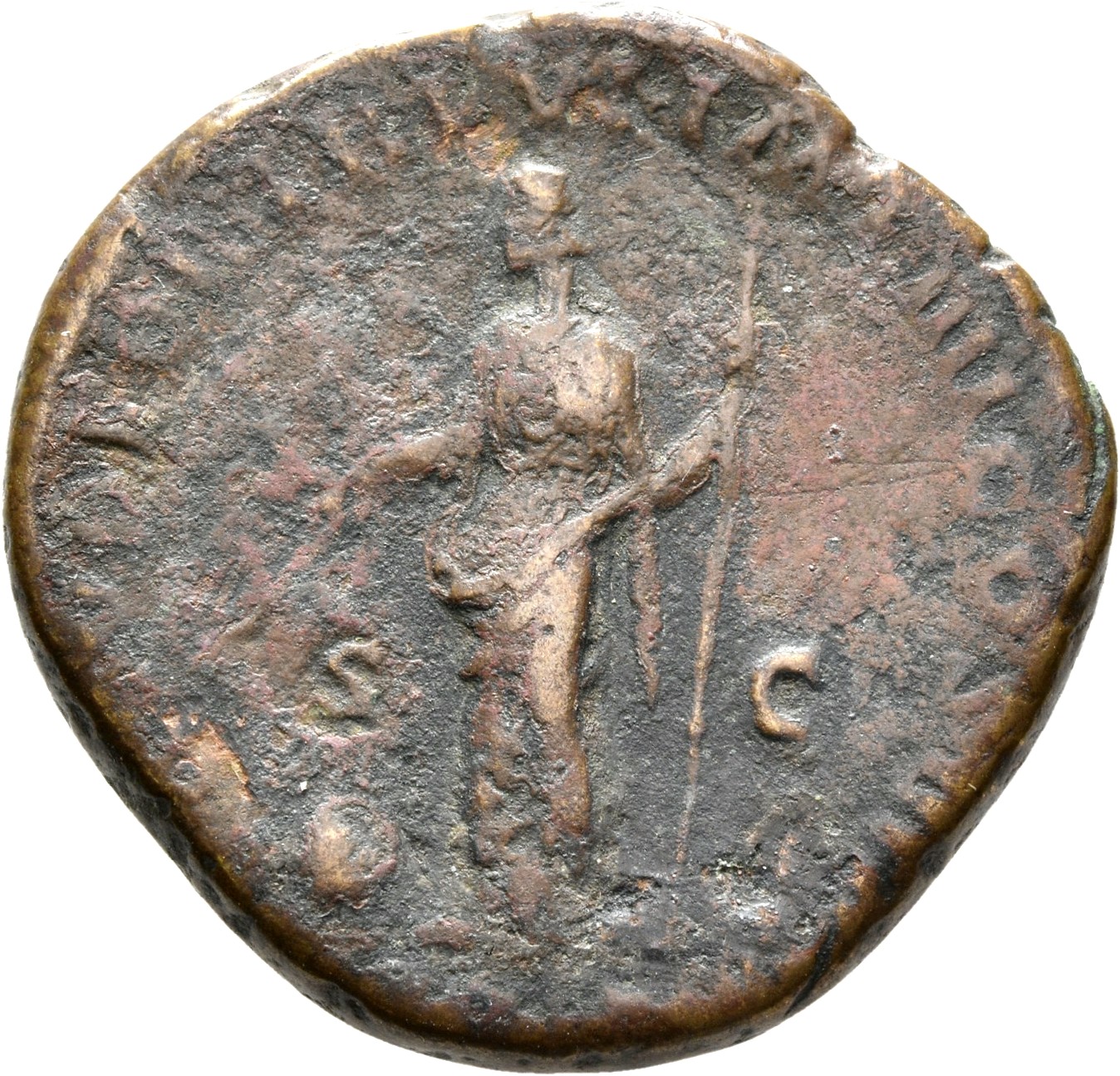 RIC III Commodus 312a Commodus reverse, Providentia, draped, standing left, holding wand in right hand over globe on groun...