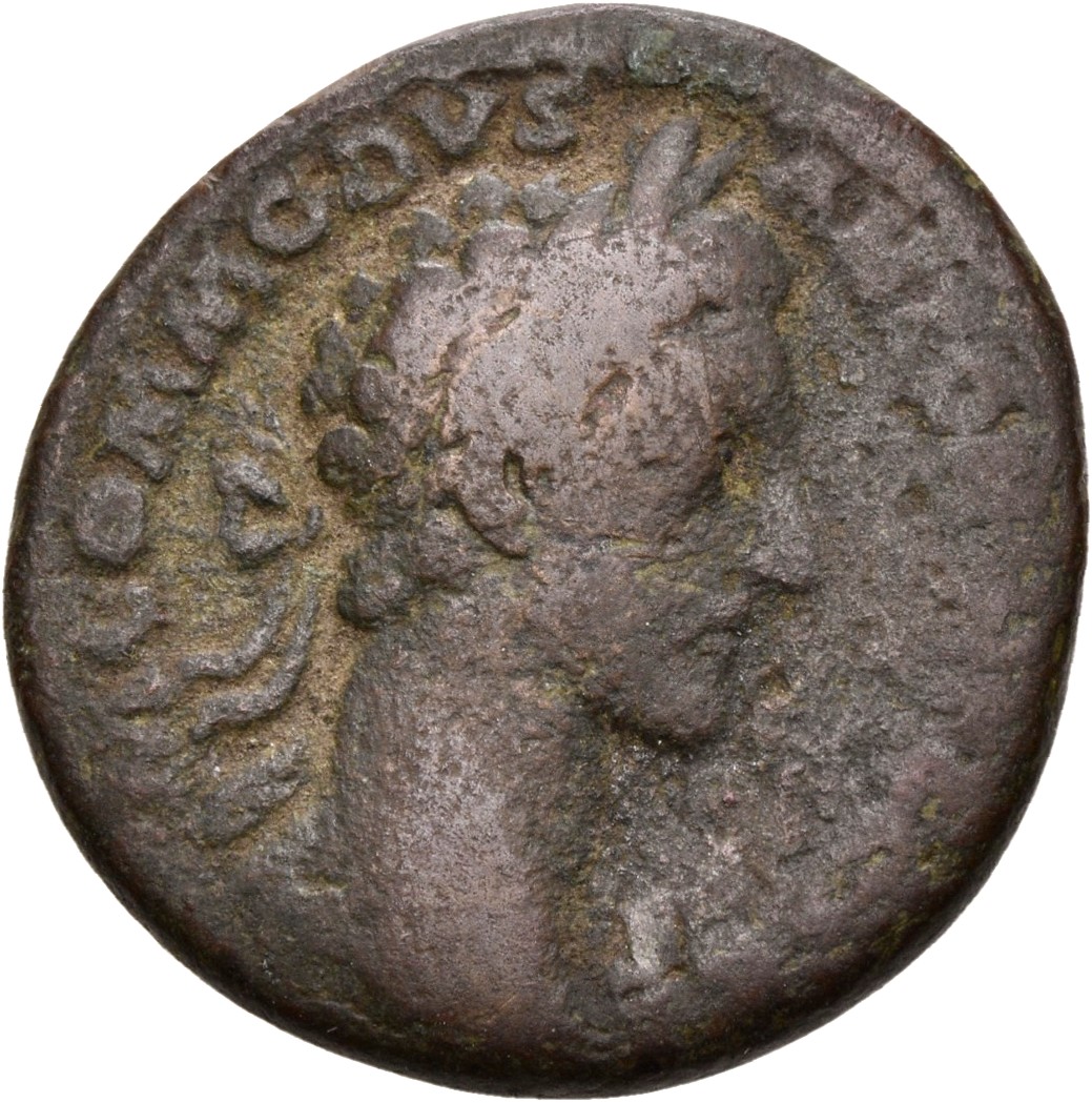 RIC III Commodus 319a Commodus obverse, Head of Commodus, laureate, right