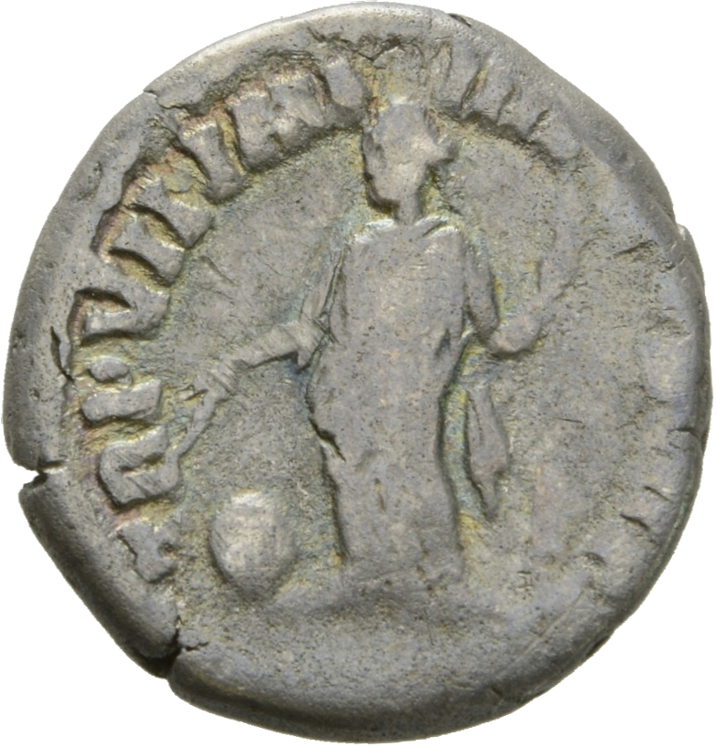 RIC III Commodus 32 Commodus reverse, Providentia, draped, standing left, holding wand in right hand over globe, set on gr...