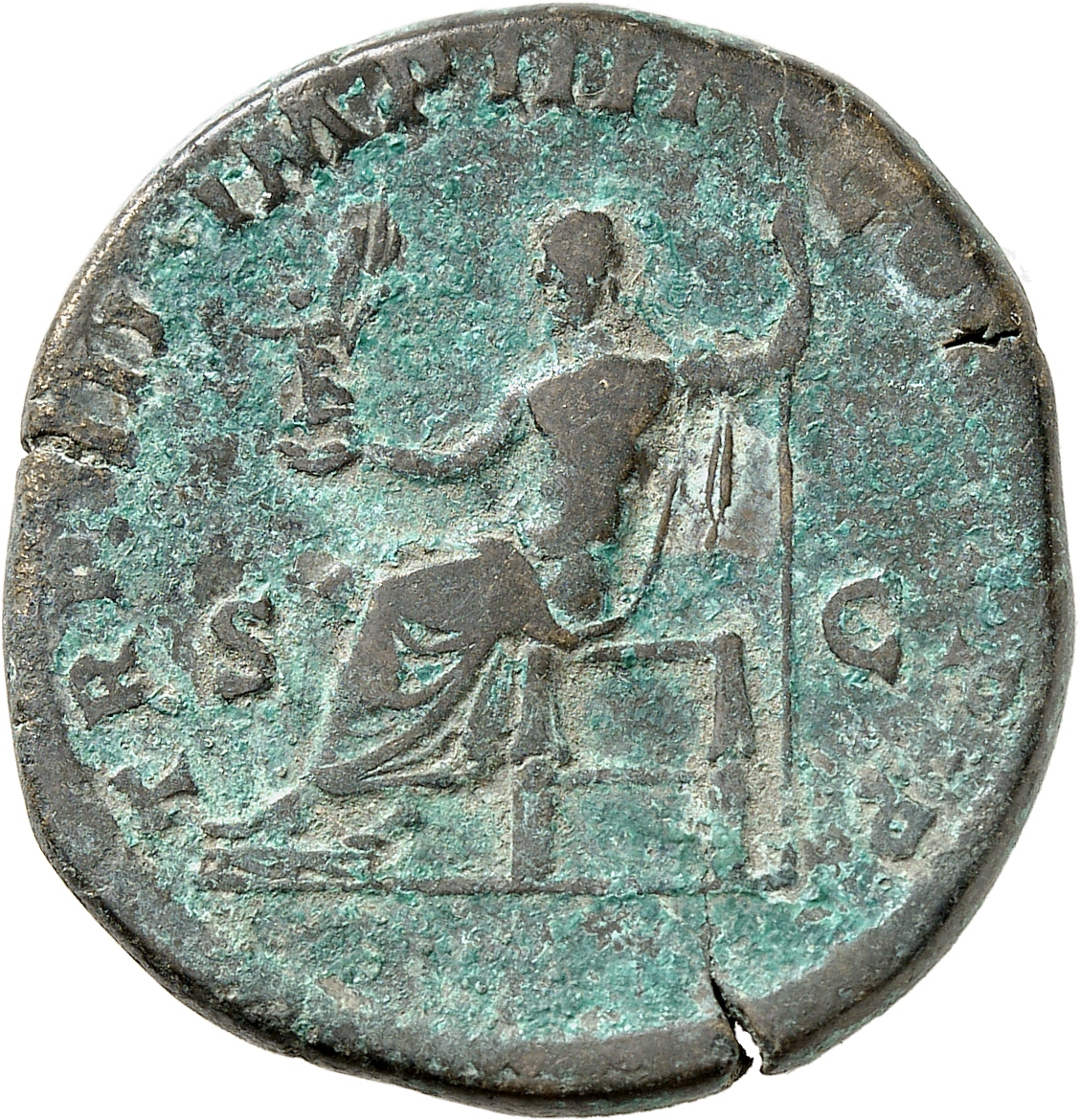 RIC III Commodus 322Aa Commodus reverse, Jupiter, half draped, seated left, holding Victory in extended right hand and sce...