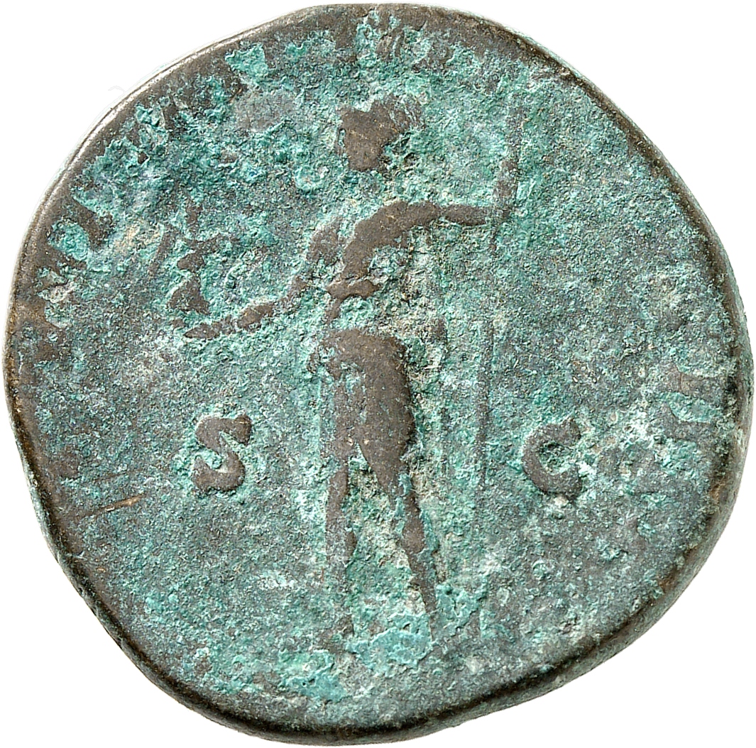 RIC III Commodus 324 Commodus reverse, Roma, helmeted, draped, standing left, holding Victory in extended right hand and v...