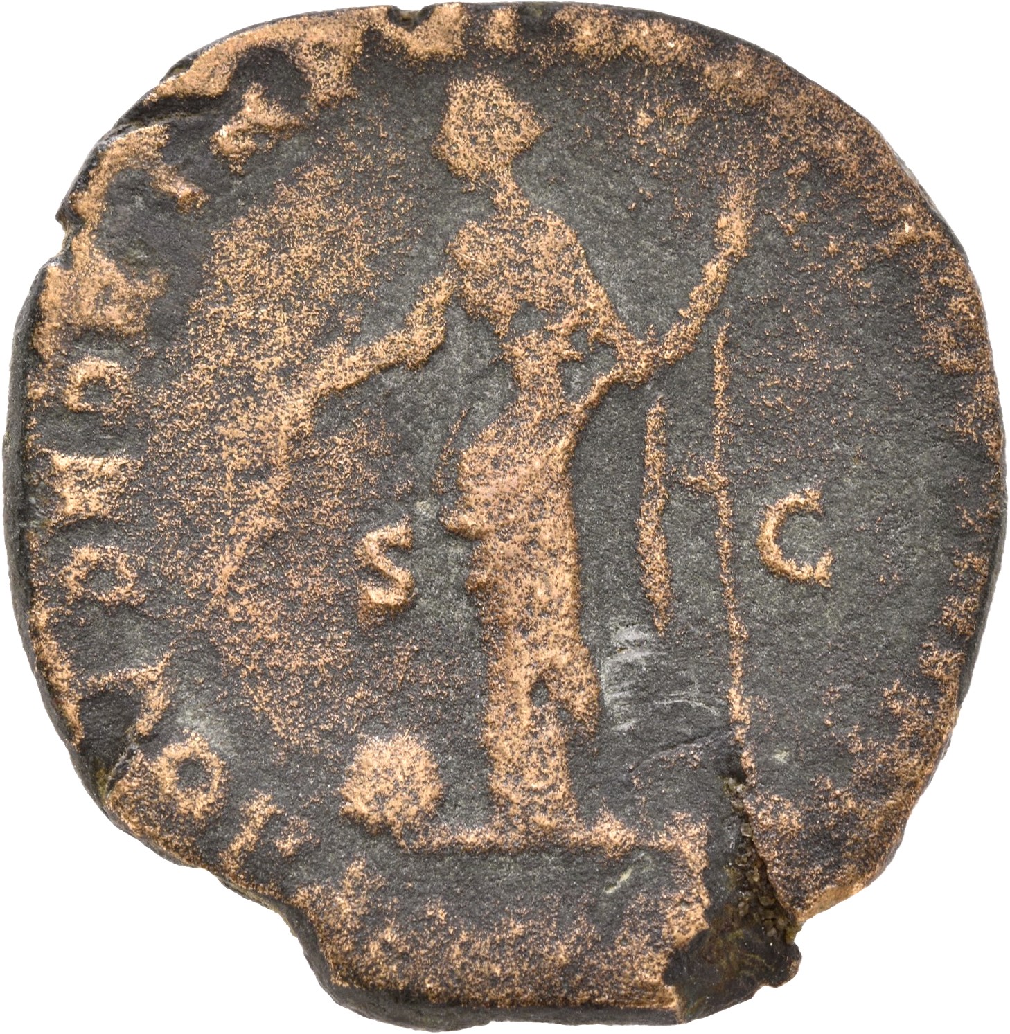 RIC III Commodus 341 Commodus reverse, Providentia, draped, standing left, holding wand in right hand over globe on ground...