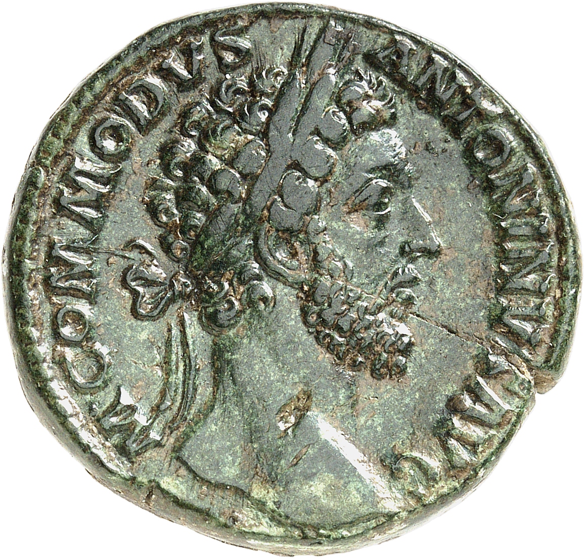 RIC III Commodus 356 Commodus obverse, Head of Commodus, laureate, right