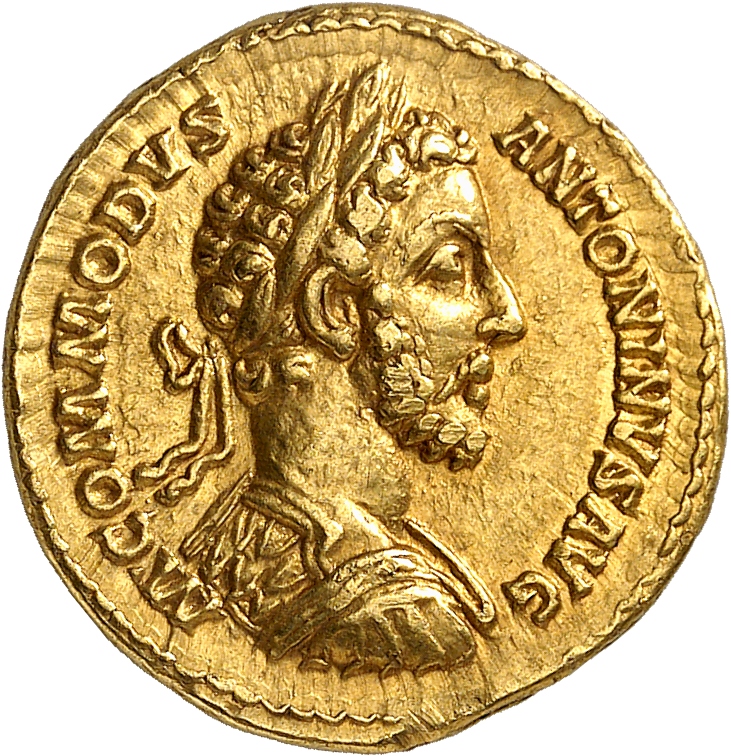 RIC III Commodus 37 Commodus obverse, Bust of Commodus, laureate, cuirassed, right