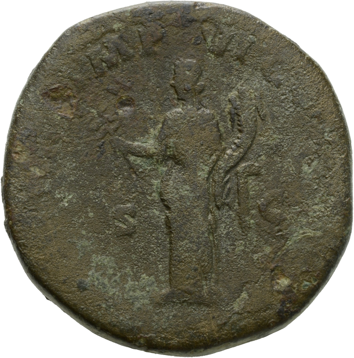 RIC III Commodus 370 Commodus reverse, Felicitas, draped, standing left, holding caduceus in right hand and cornucopiae in...