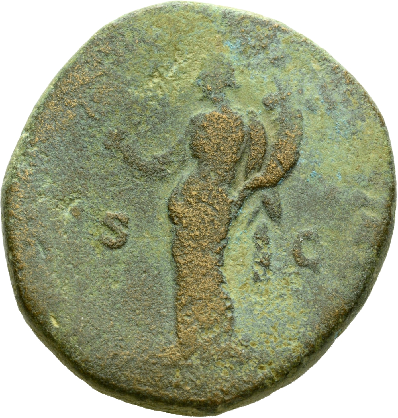 RIC III Commodus 370 Commodus reverse, Felicitas, draped, standing left, holding caduceus in right hand and cornucopiae in...