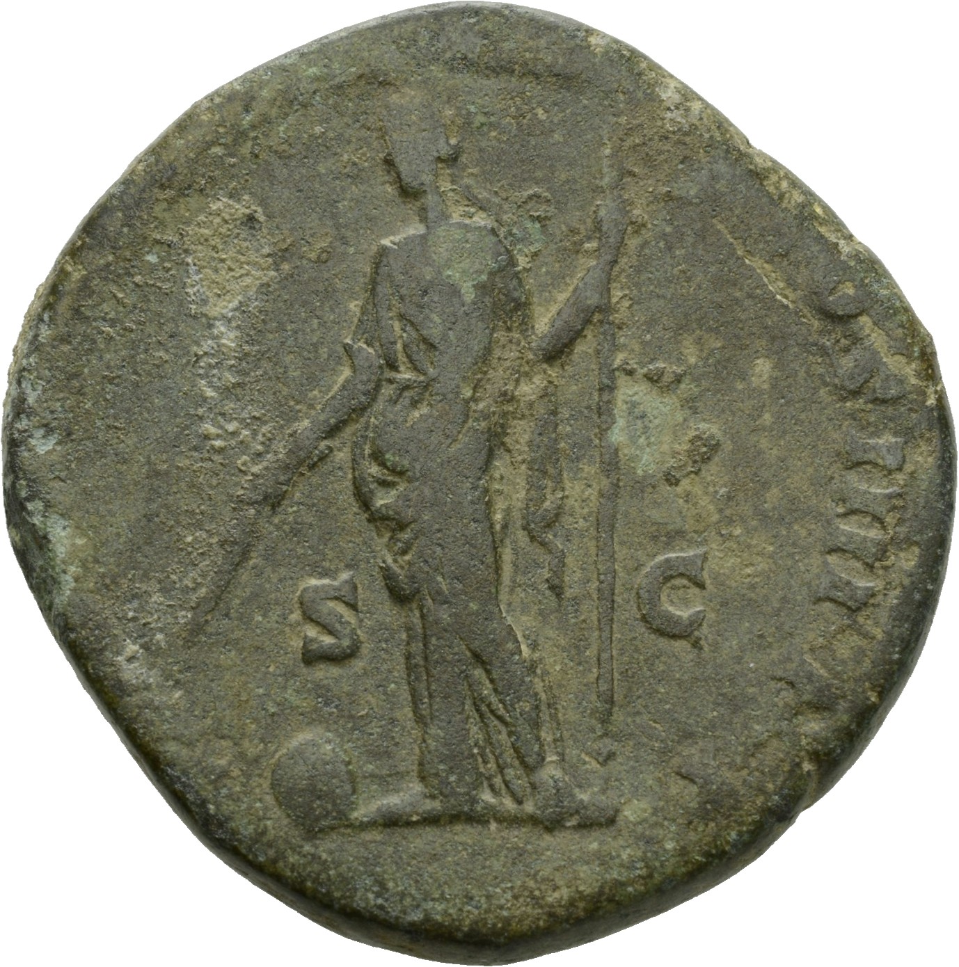 RIC III Commodus 379a Commodus reverse, Providentia, draped, standing left, holding wand in right hand over globe on groun...