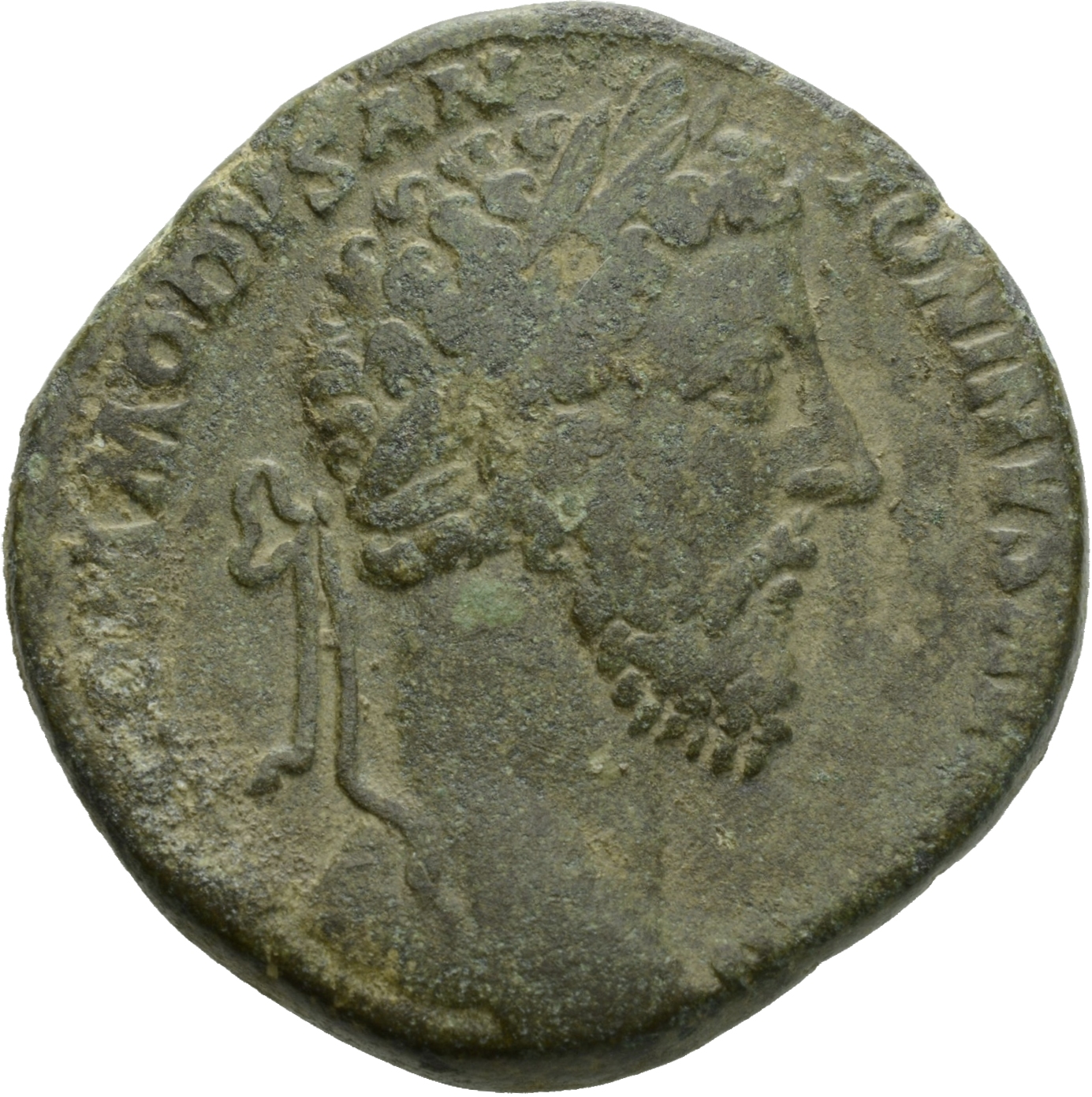 RIC III Commodus 379a Commodus obverse, Head of Commodus, laureate, right