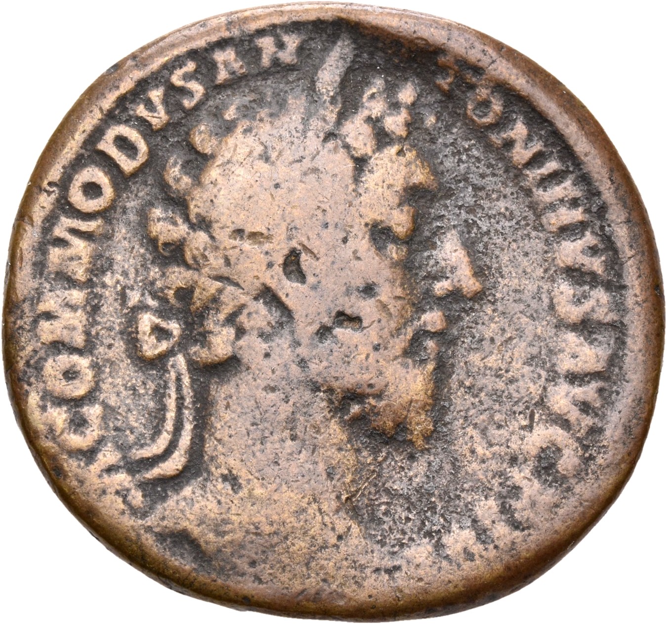 RIC III Commodus 401a Commodus obverse, Head of Commodus, laureate, right