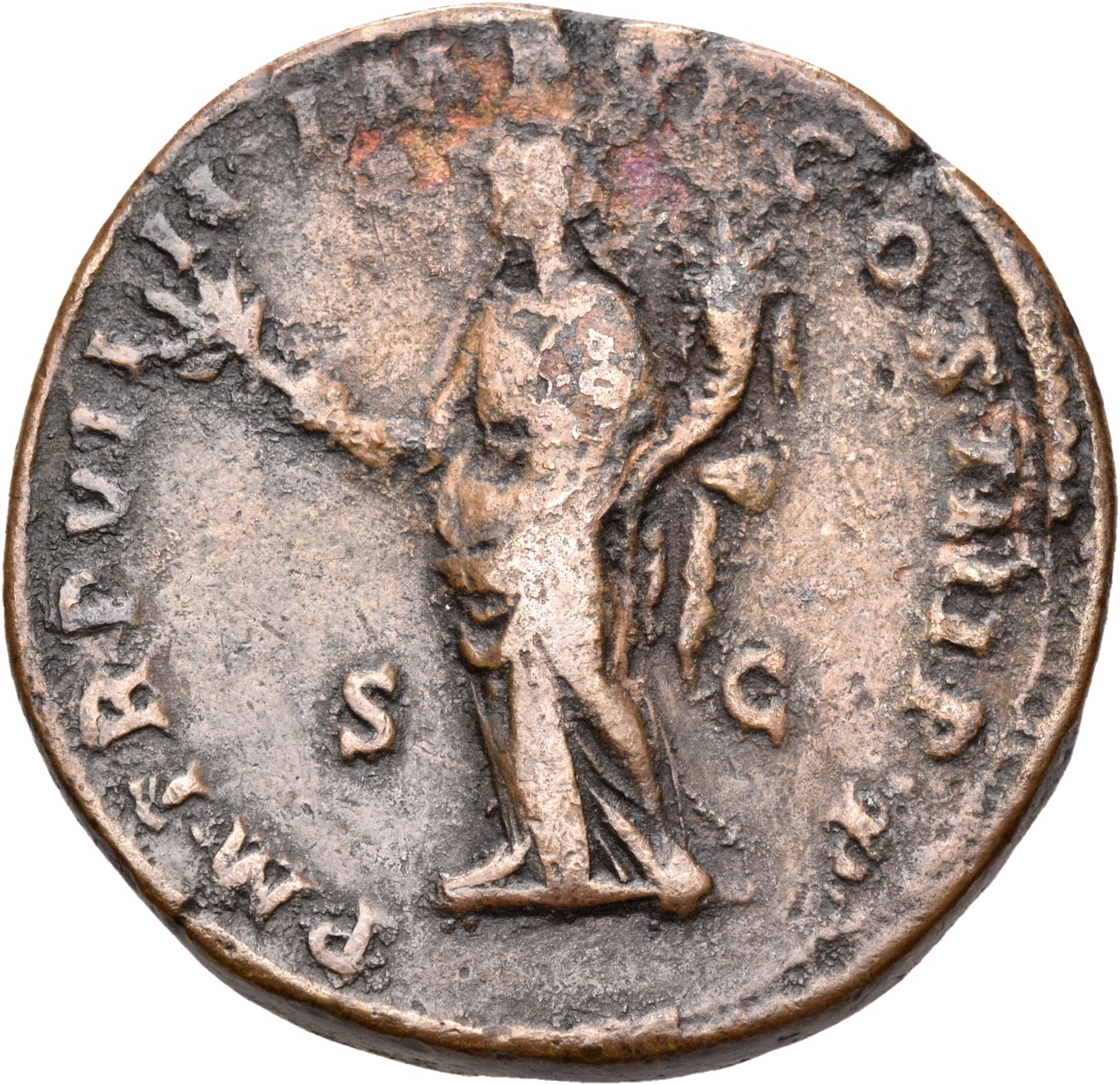 RIC III Commodus 404 Commodus reverse, Pax, draped, standing left, holding branch in extended right hand and cornucopia in...