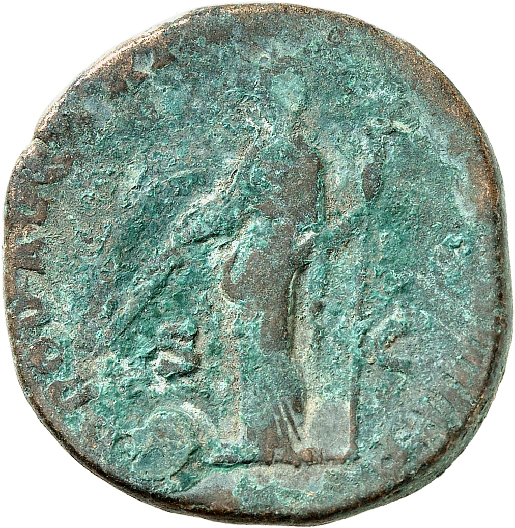 RIC III Commodus 417 Commodus reverse, Providentia, draped, standing left, holding wand in right hand over globe on ground...