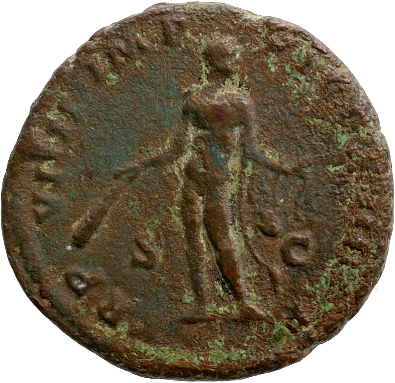 RIC III Commodus 427 Commodus reverse, Hercules, nude, wearing lion skin draped over left arm, standing right, leanding on...