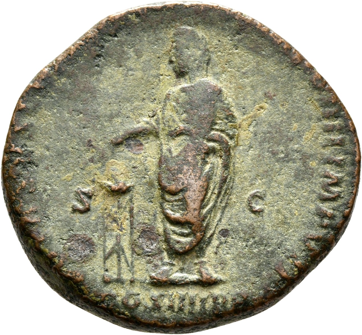 RIC III Commodus 441c Commodus reverse, Commodus, veiled, togate, standing left, sacrificing over tripod from patera in ri...