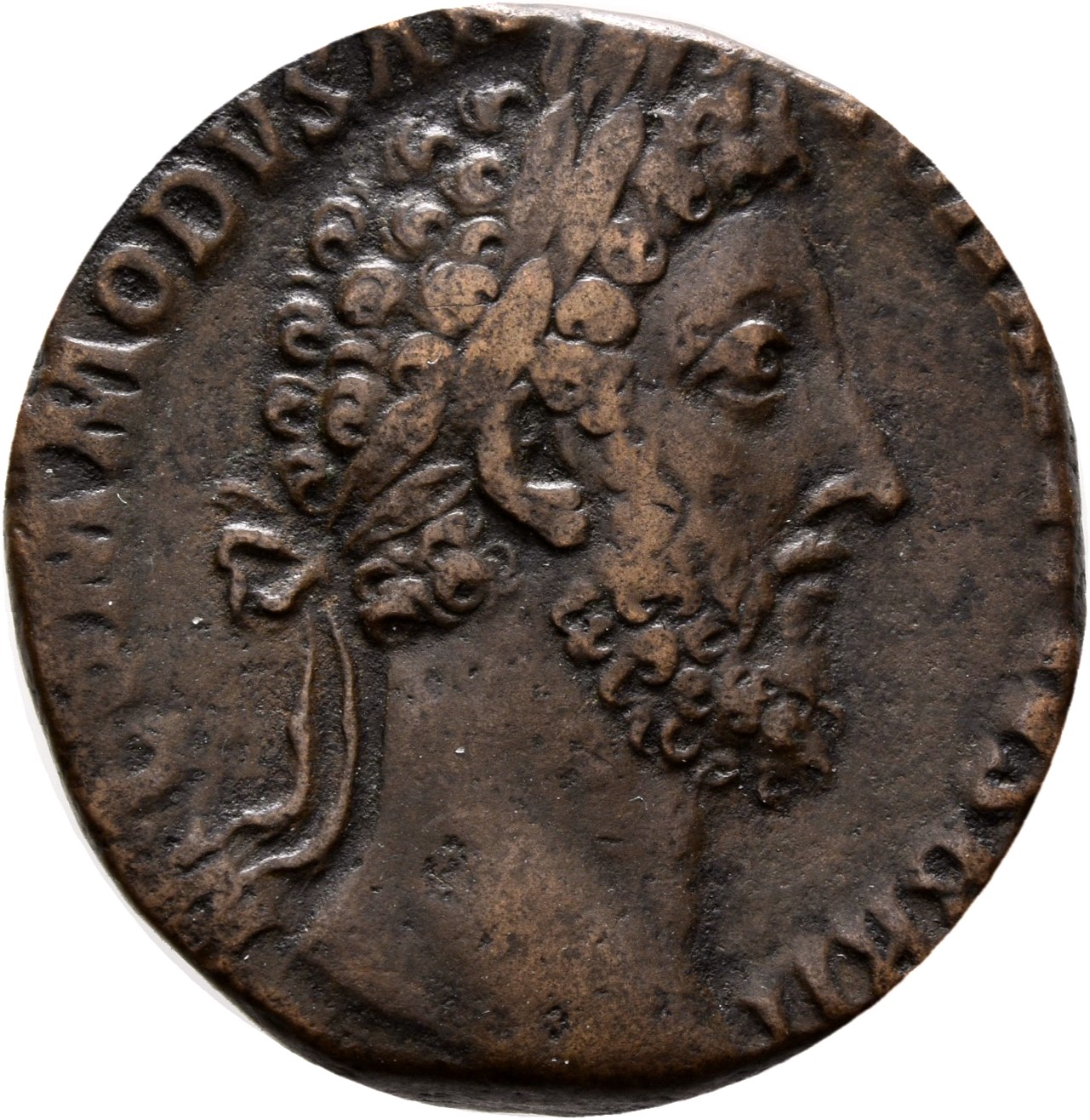 RIC III Commodus 441c Commodus obverse, Head of Commodus, laureate, right