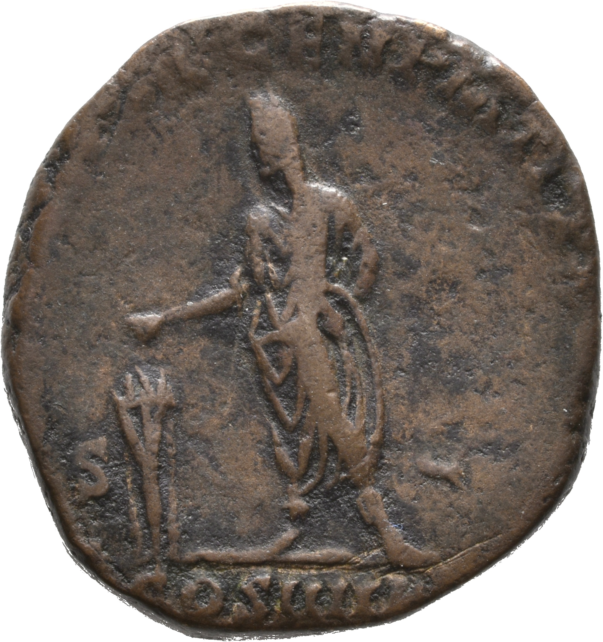 RIC III Commodus 441c Commodus reverse, Commodus, veiled, togate, standing left, sacrificing over tripod from patera in ri...