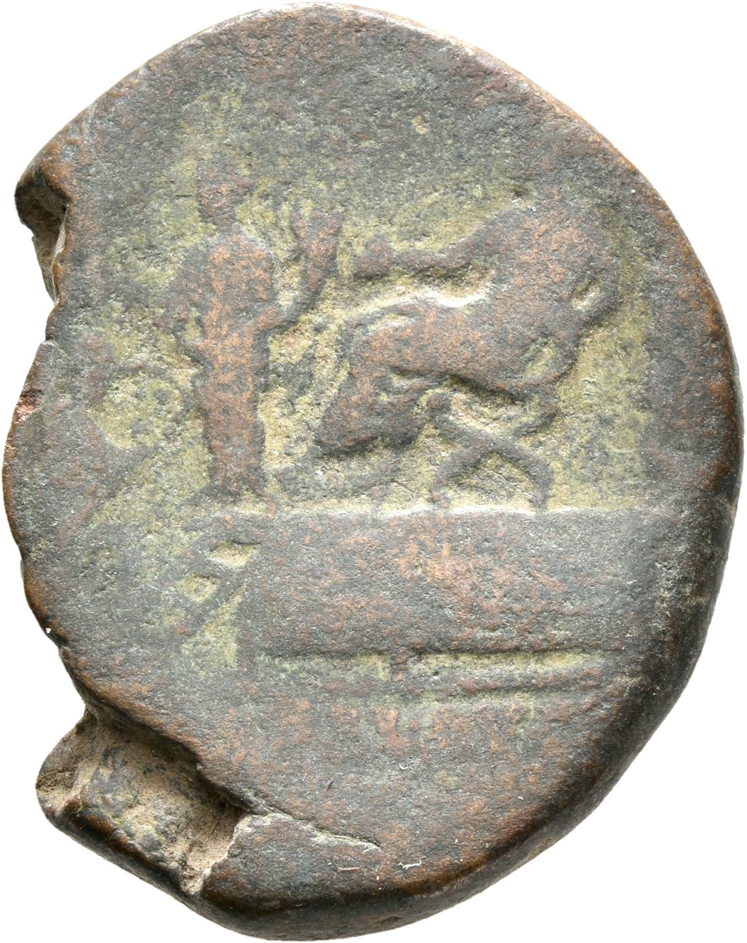 RIC III Commodus 448 Commodus reverse, Commodus, togate, seated left on curule chair on platform, attended by an officer; ...