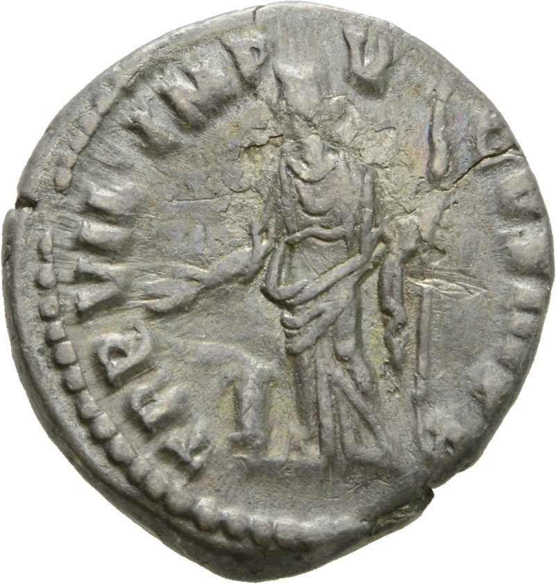 RIC III Commodus 45 Commodus reverse, Salus, draped, standing left, feeding out of patera in right hand snake coiled round...