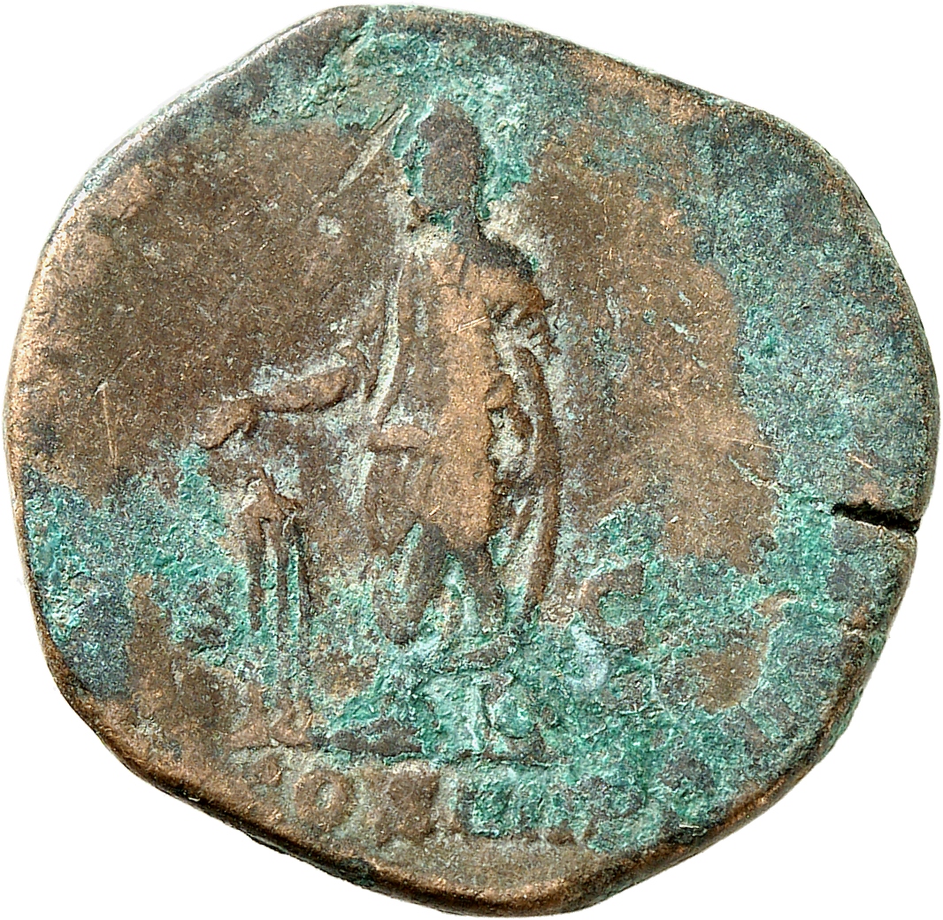 RIC III Commodus 454Aa Commodus reverse, Commodus, veiled, togate, standing left, sacrificing over tripod from patera in r...