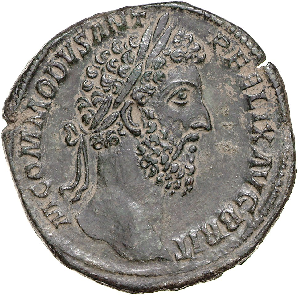 RIC III Commodus 460 Commodus obverse, Head of Commodus, laureate, right