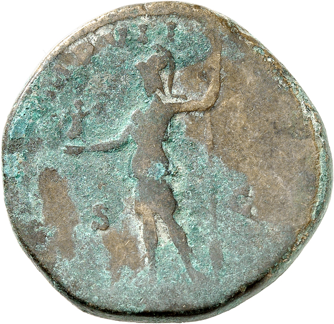 RIC III Commodus 461 Commodus reverse, Roma, helmeted, draped, standing left, holding Victory in extended right hand and v...