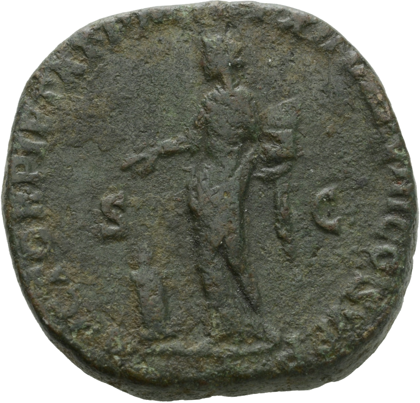 RIC III Commodus 494 Commodus reverse, Pietas, veiled, draped, standing left, dropping incense from patera in right hand o...