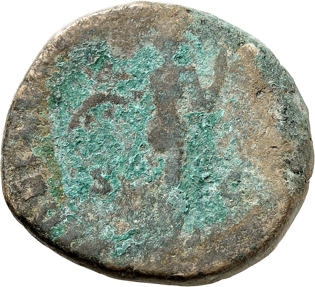 RIC III Commodus 496 Commodus reverse, Fides, standing left, holding corn-ears in right hand and standard in left hand