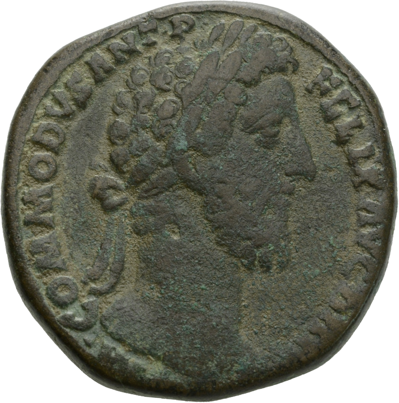 RIC III Commodus 503 Commodus obverse, Head of Commodus, laureate, right