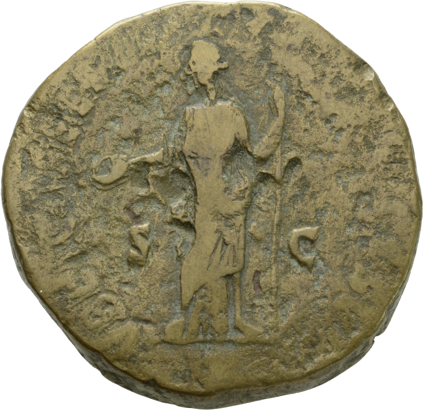 RIC III Commodus 503 Commodus reverse, Felicitas, draped, standing left, holding patera in right hand and sceptre in left ...