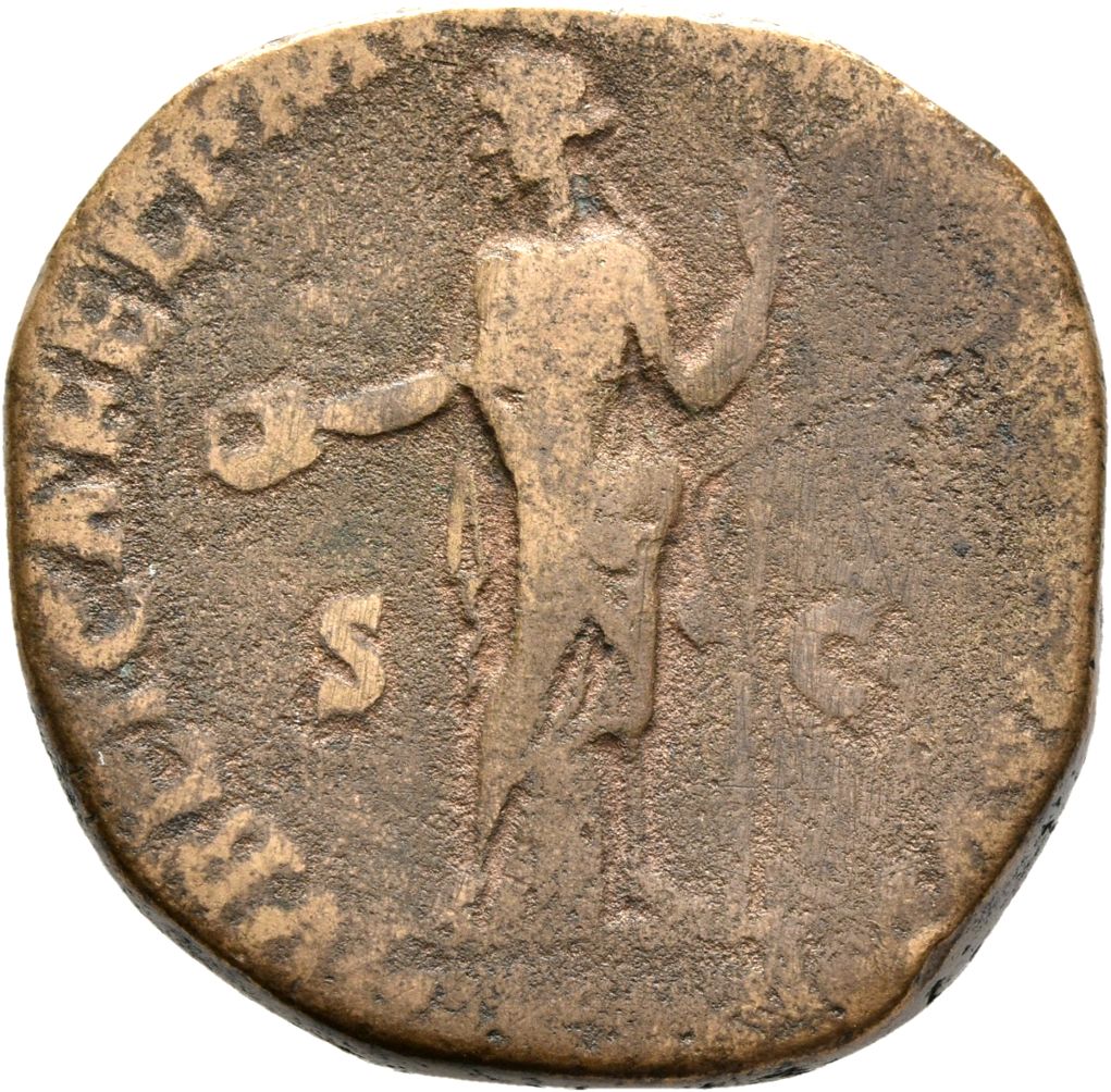 RIC III Commodus 503 Commodus reverse, Felicitas, draped, standing left, holding patera in right hand and sceptre in left ...