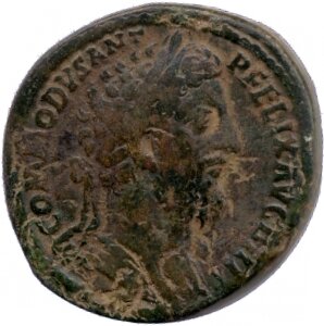 RIC III Commodus 513 Commodus obverse, Head of Commodus, laureate, right