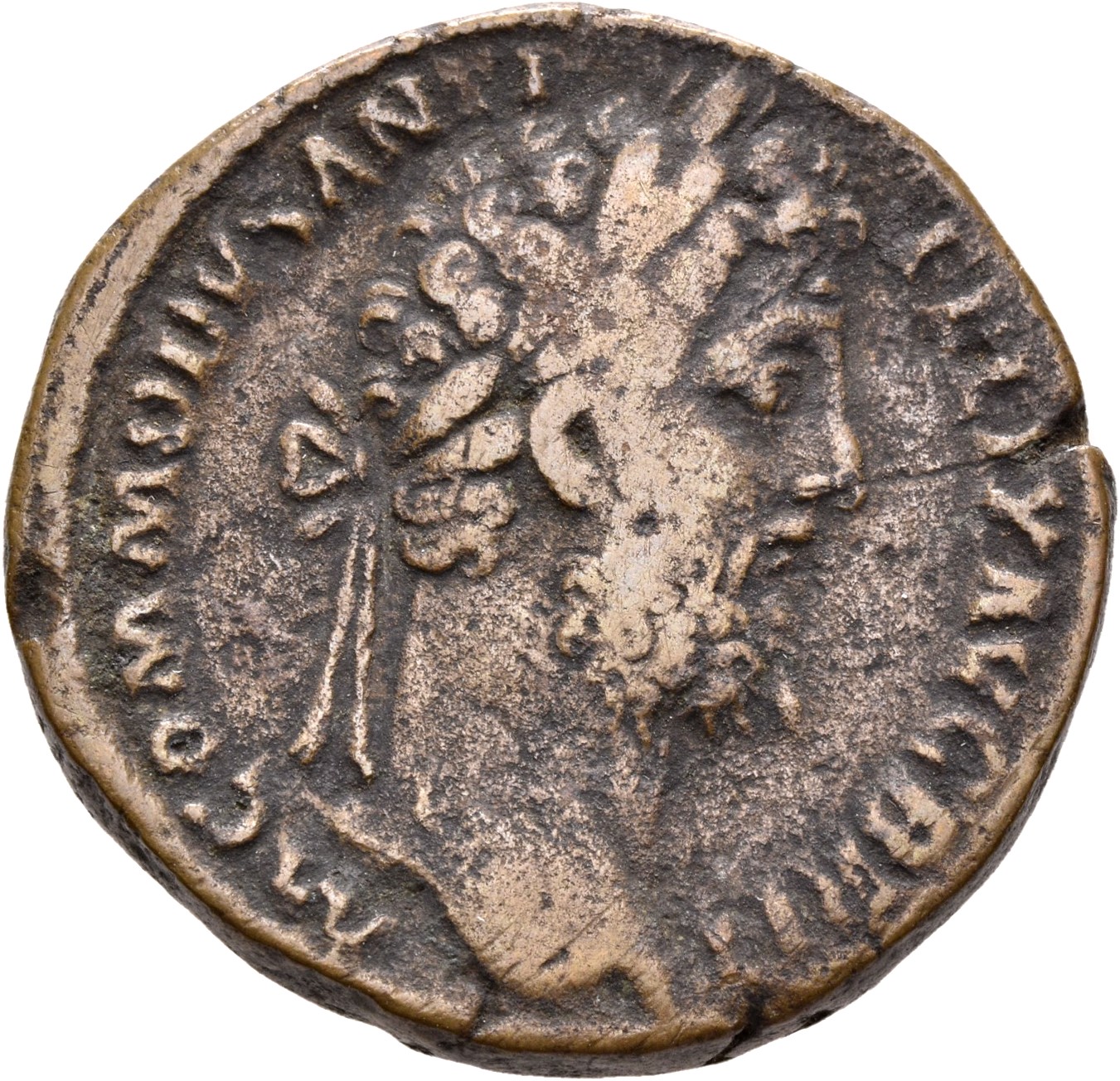 RIC III Commodus 525 Commodus obverse, Head of Commodus, laureate, right