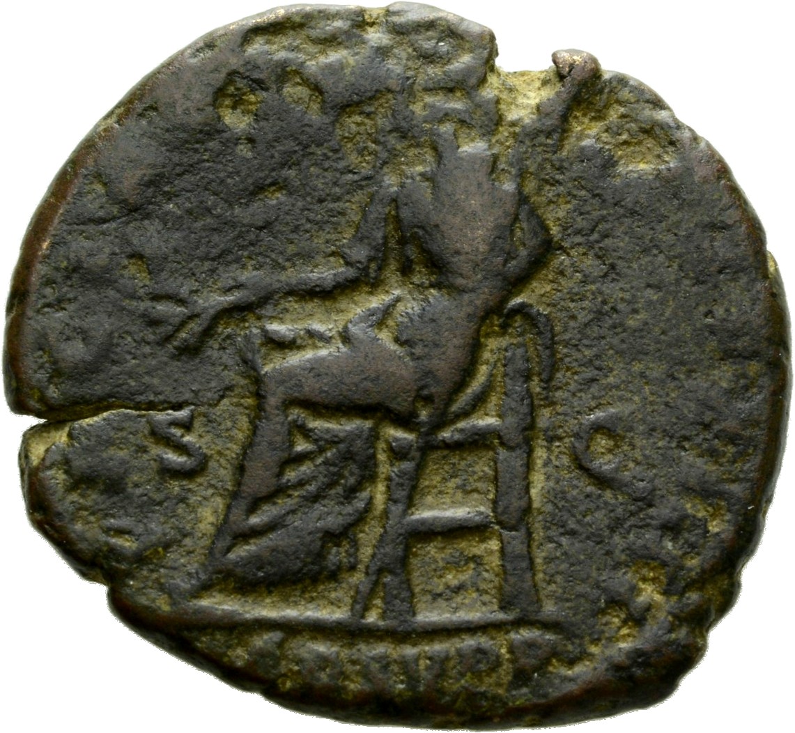 RIC III Commodus 537 Commodus reverse, Pax, draped, seated left, holding branch in extended right hand and sceptre in left...