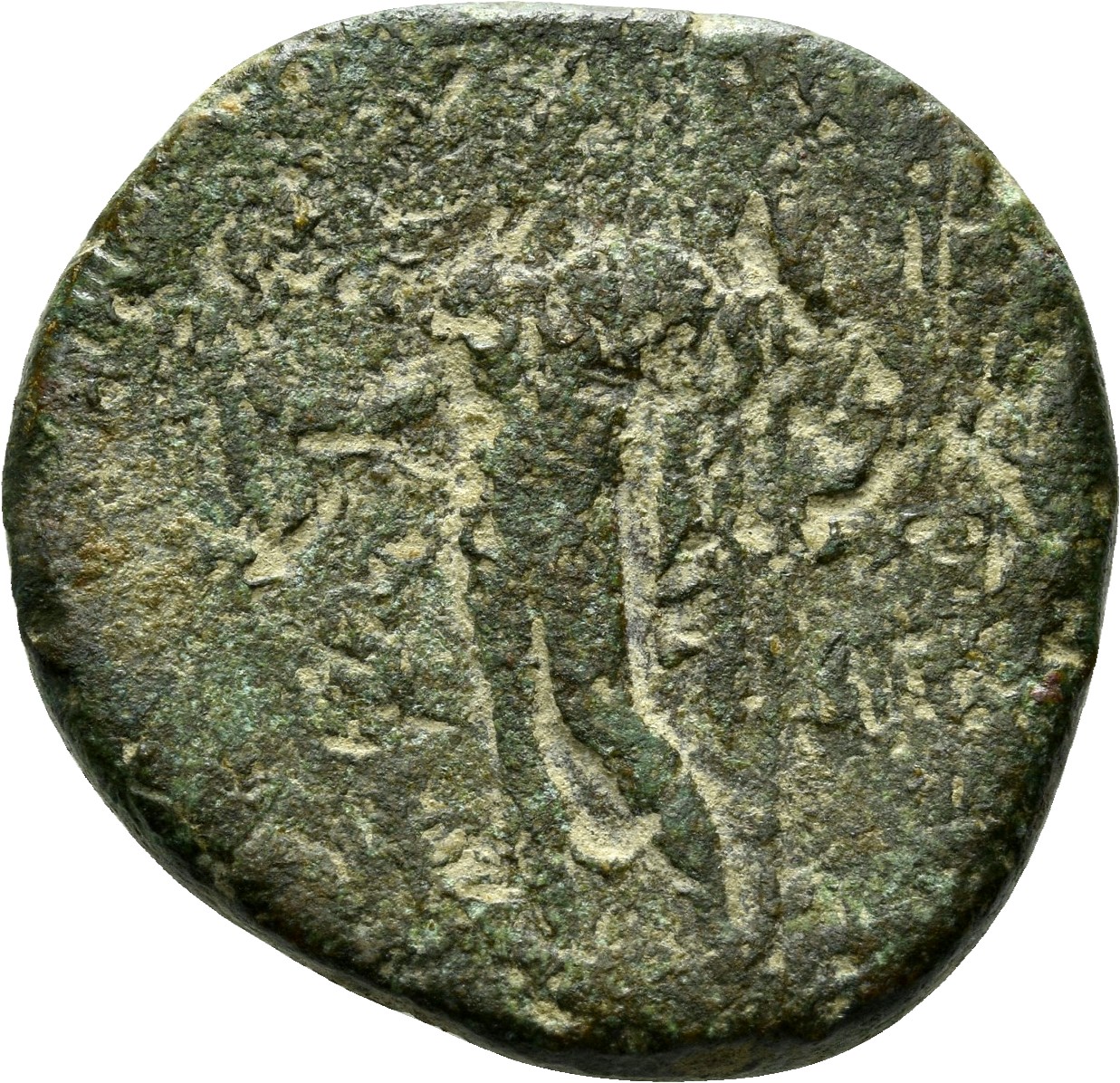 RIC III Commodus 542 Commodus reverse, Jupiter, nude, standing left, holding thunderbolt in right hand and sceptre in left...