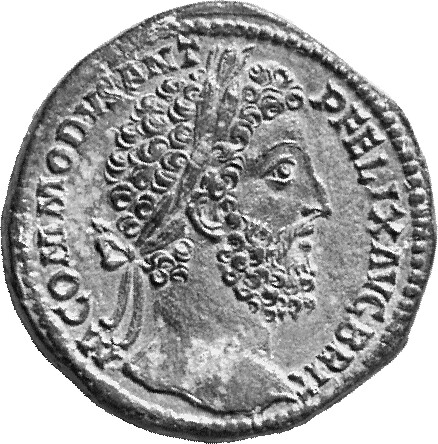 RIC III Commodus 549 Commodus obverse, Head of Commodus, laureate, right