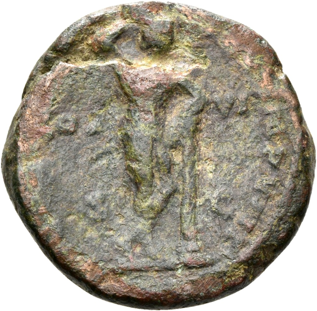 RIC III Commodus 569 Commodus reverse, Apollo, nude, standing right, legs crossed, resting right arm on top of head and le...