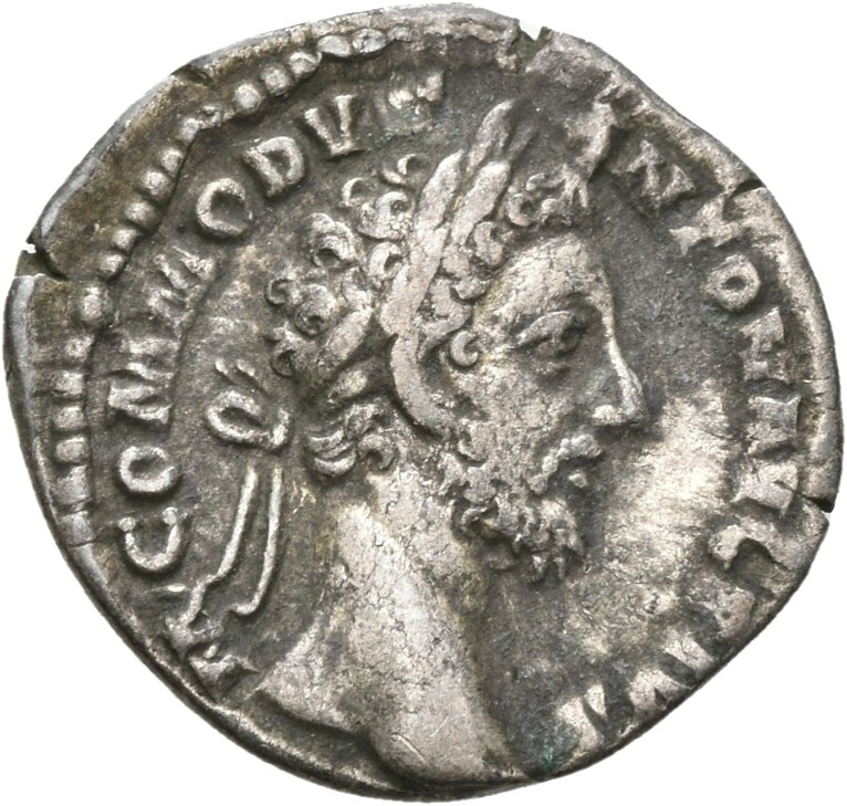 RIC III Commodus 61 Commodus obverse, Head of Commodus, laureate, right